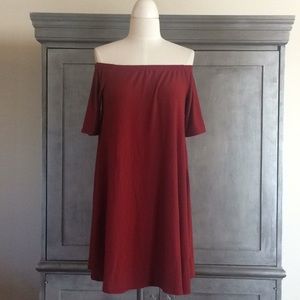 Planet Gold Off The Shoulder Short Dress Wine XL